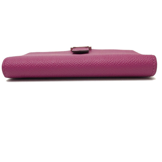 HERMES Folded wallet Epsom purple HMetal Bean compact Women Used Authentic