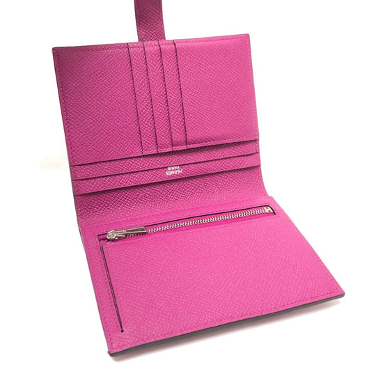 HERMES Folded wallet Epsom purple HMetal Bean compact Women Used Authentic