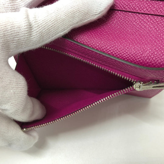 HERMES Folded wallet Epsom purple HMetal Bean compact Women Used Authentic