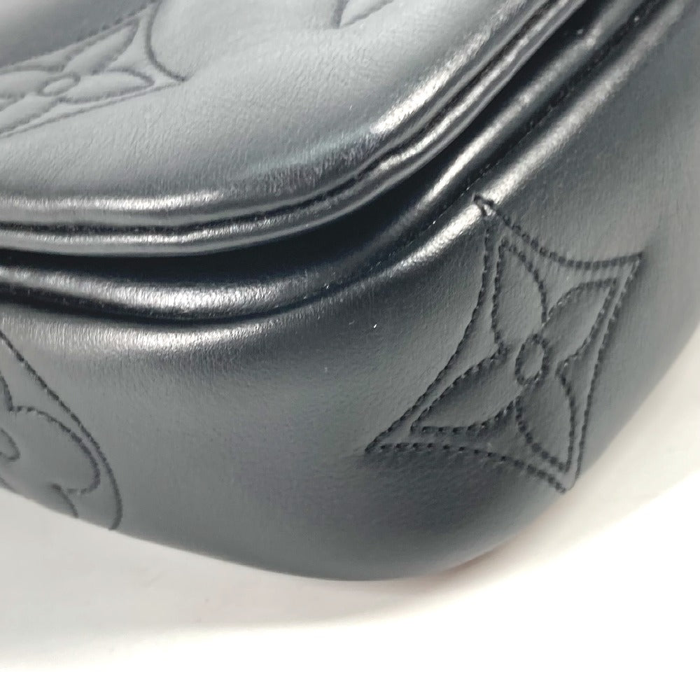 LOUIS VUITTON Shoulder Bag M81398 leather black Monogram Bubblegram wallet on strap Women Used Authentic