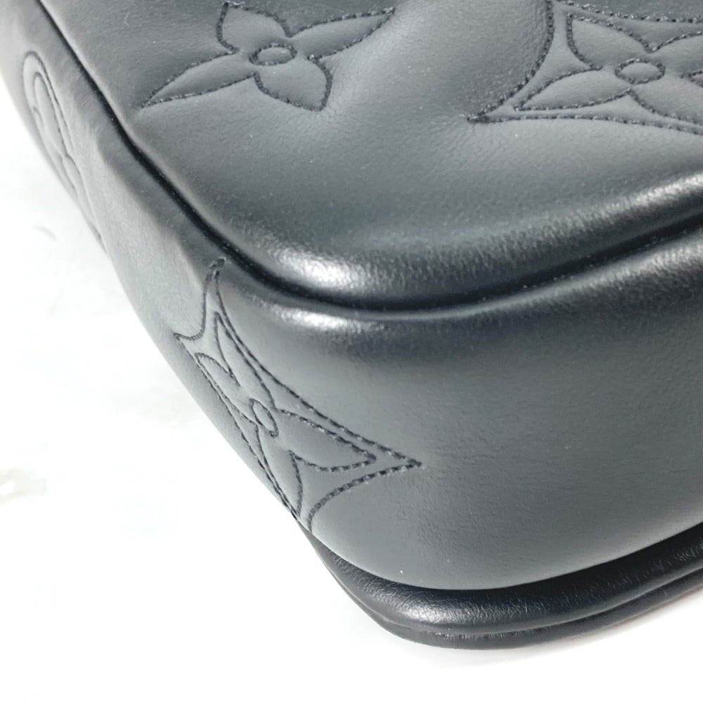 LOUIS VUITTON Shoulder Bag M81398 leather black Monogram Bubblegram wallet on strap Women Used Authentic