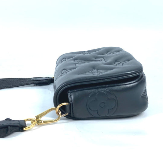 LOUIS VUITTON Shoulder Bag M81398 leather black Monogram Bubblegram wallet on strap Women Used Authentic