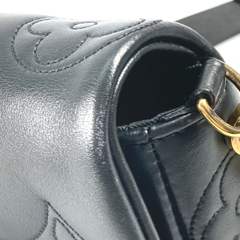 LOUIS VUITTON Shoulder Bag M81398 leather black Monogram Bubblegram wallet on strap Women Used Authentic