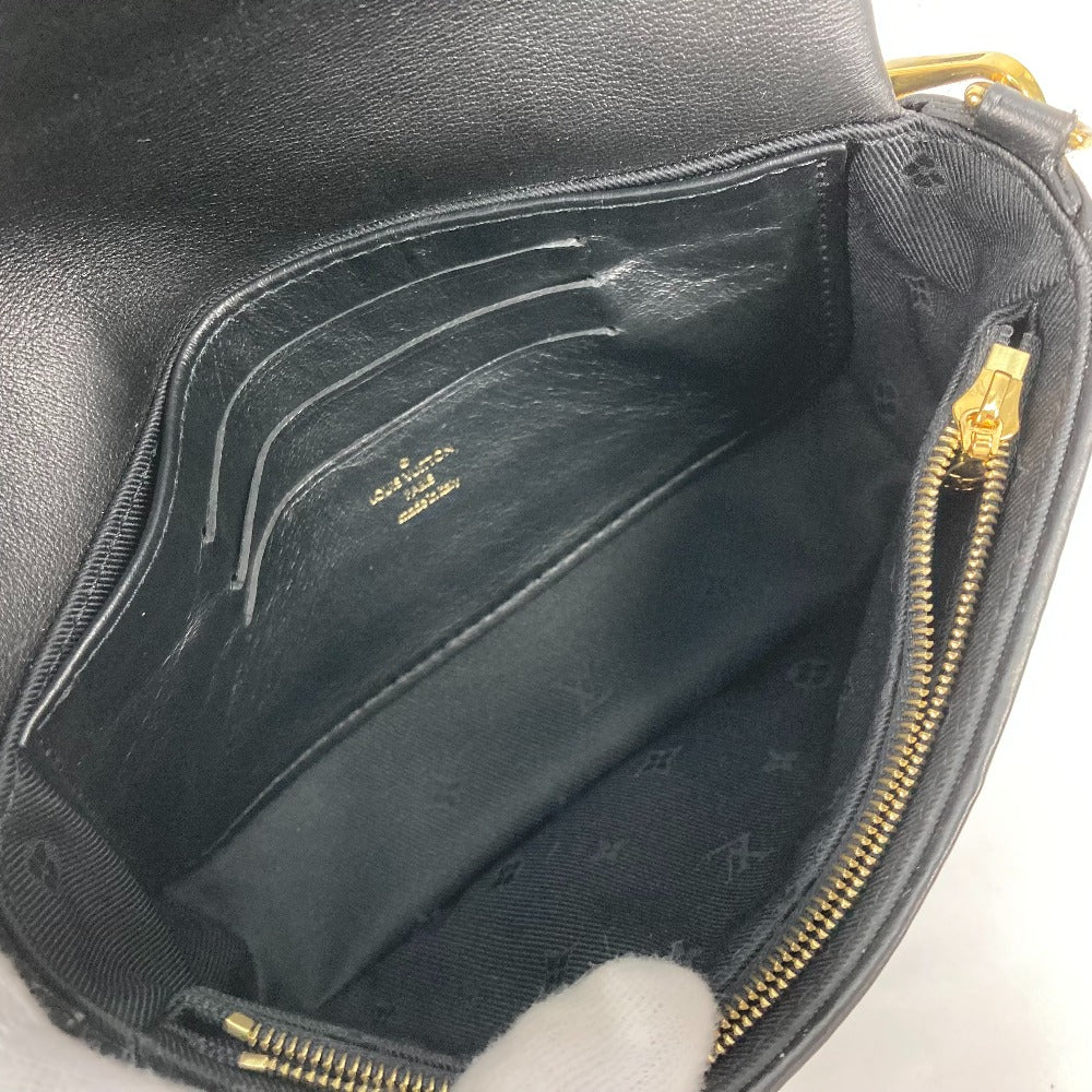 LOUIS VUITTON Shoulder Bag M81398 leather black Monogram Bubblegram wallet on strap Women Used Authentic