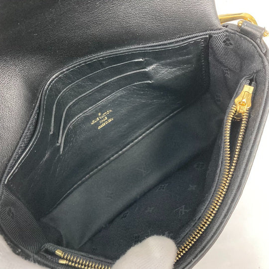 LOUIS VUITTON Shoulder Bag M81398 leather black Monogram Bubblegram wallet on strap Women Used Authentic