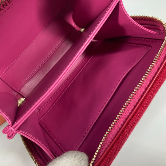 CHANEL Shoulder Bag Canvas / leather Red COCO Mark Crossbody CC filigree vanity bag Women Used Authentic