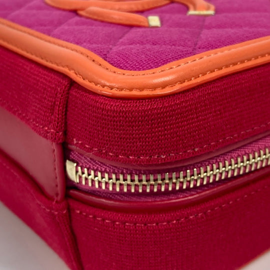 CHANEL Shoulder Bag Canvas / leather Red COCO Mark Crossbody CC filigree vanity bag Women Used Authentic