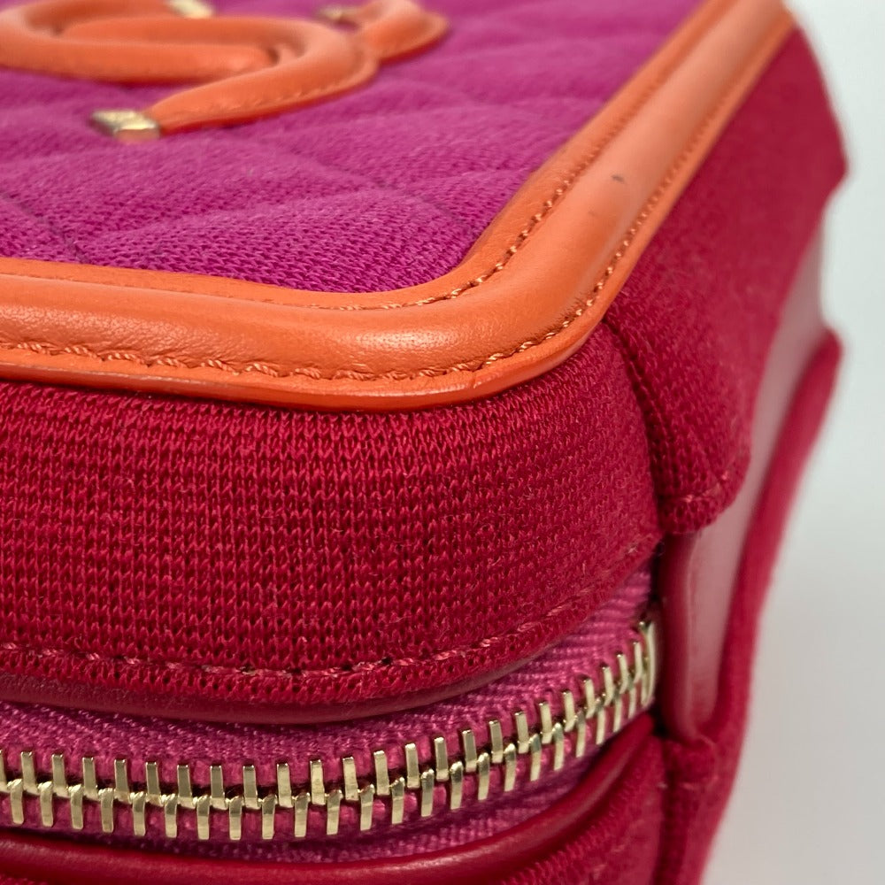 CHANEL Shoulder Bag Canvas / leather Red COCO Mark Crossbody CC filigree vanity bag Women Used Authentic