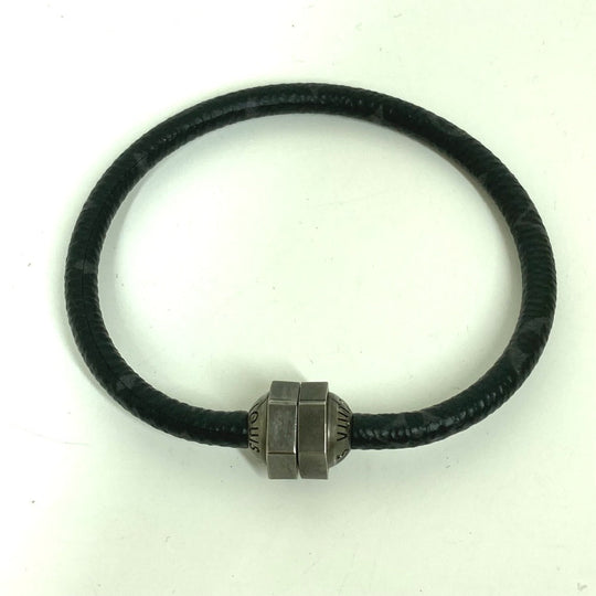 LOUIS VUITTON bracelet M6166E Monogram Eclipse Canvas black Monogram Eclipse Brassle Mechanic mens Used Authentic