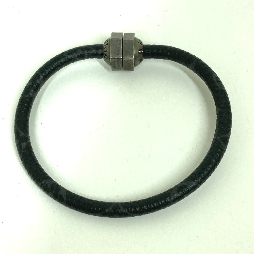 LOUIS VUITTON bracelet M6166E Monogram Eclipse Canvas black Monogram Eclipse Brassle Mechanic mens Used Authentic