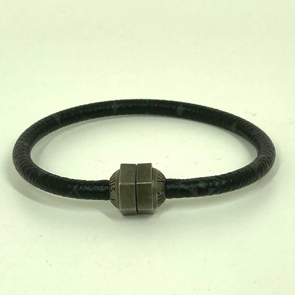 LOUIS VUITTON bracelet M6166E Monogram Eclipse Canvas black Monogram Eclipse Brassle Mechanic mens Used Authentic