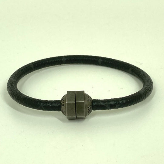 LOUIS VUITTON bracelet M6166E Monogram Eclipse Canvas black Monogram Eclipse Brassle Mechanic mens Used Authentic
