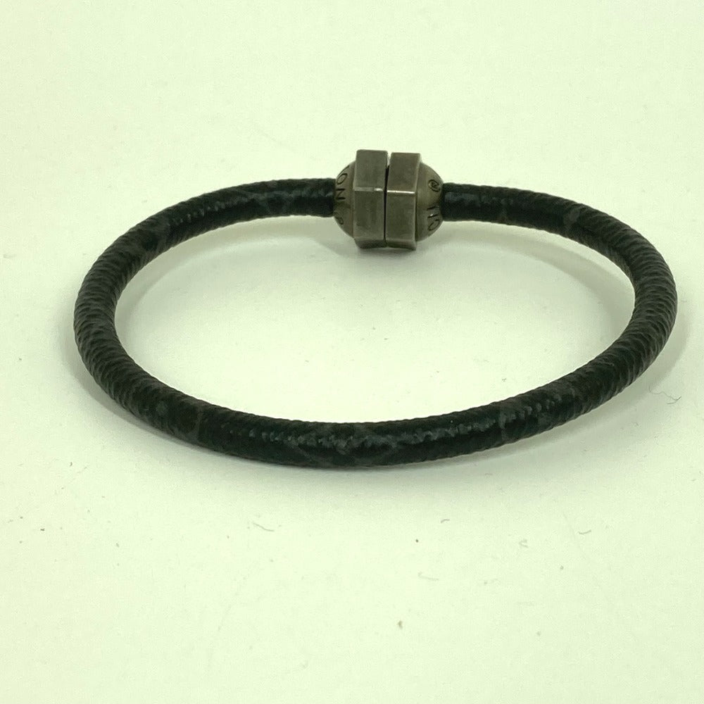 LOUIS VUITTON bracelet M6166E Monogram Eclipse Canvas black Monogram Eclipse Brassle Mechanic mens Used Authentic