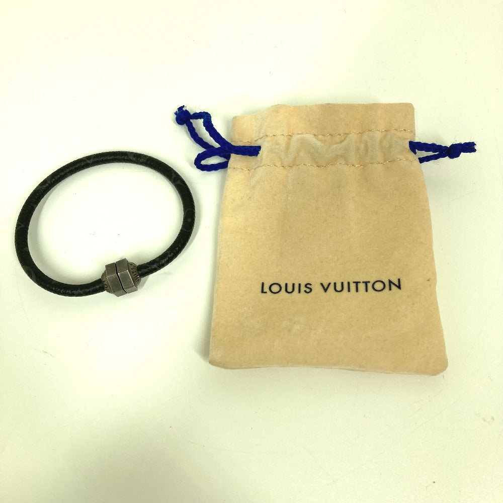 LOUIS VUITTON bracelet M6166E Monogram Eclipse Canvas black Monogram Eclipse Brassle Mechanic mens Used Authentic