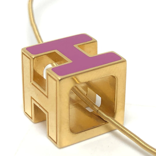 HERMES Necklace lacquer purple H cube Cardue Ash Women Used Authentic