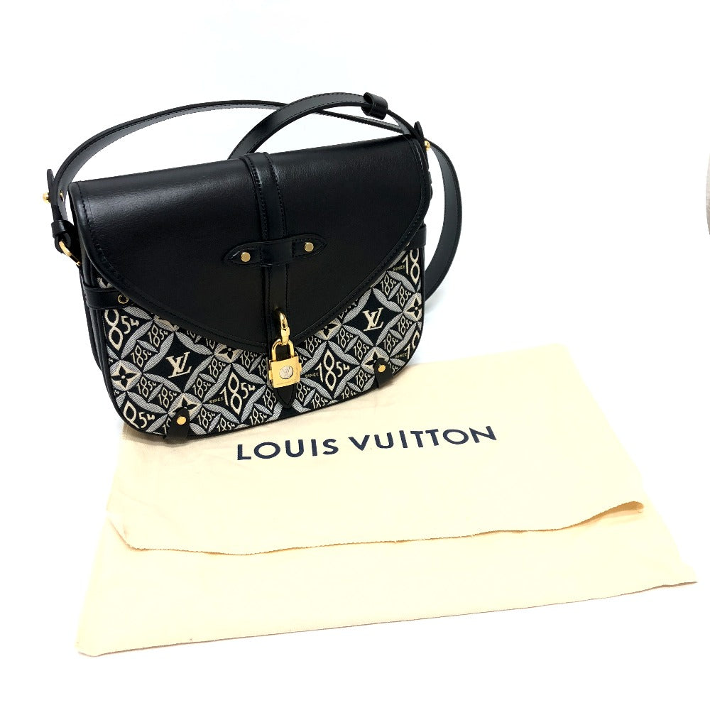 LOUIS VUITTON Shoulder Bag M57488 Canvas / leather Black / Navy Since1854 Neo Saumur MM Women Used Authentic