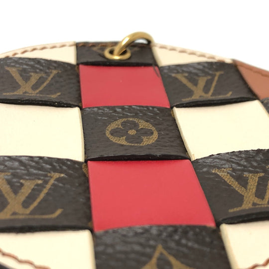 LOUIS VUITTON key ring M68657 leather Brown portocre monogram check Key ring Women Used Authentic