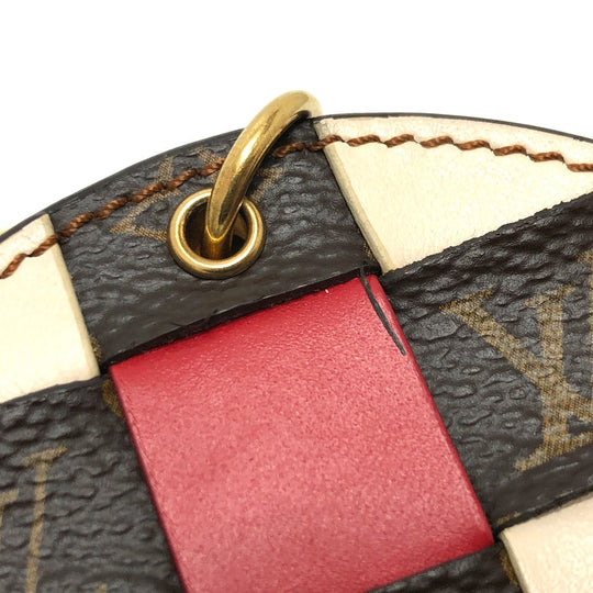 LOUIS VUITTON key ring M68657 leather Brown portocre monogram check Key ring Women Used Authentic