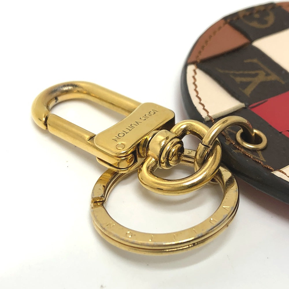 LOUIS VUITTON key ring M68657 leather Brown portocre monogram check Key ring Women Used Authentic