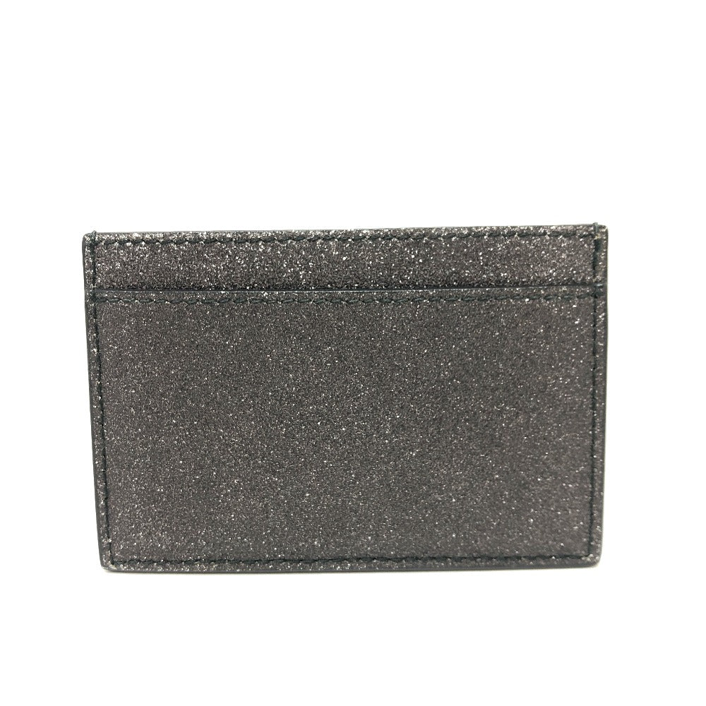 BALENCIAGA Card Case 392126 leather gray logo glitter Pass case Women Used Authentic