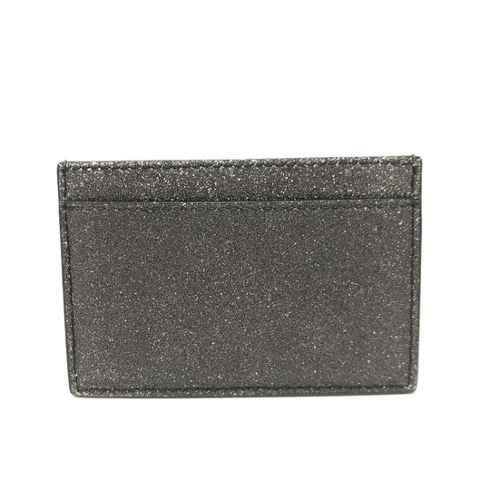 BALENCIAGA Card Case 392126 leather gray logo glitter Pass case Women Used Authentic