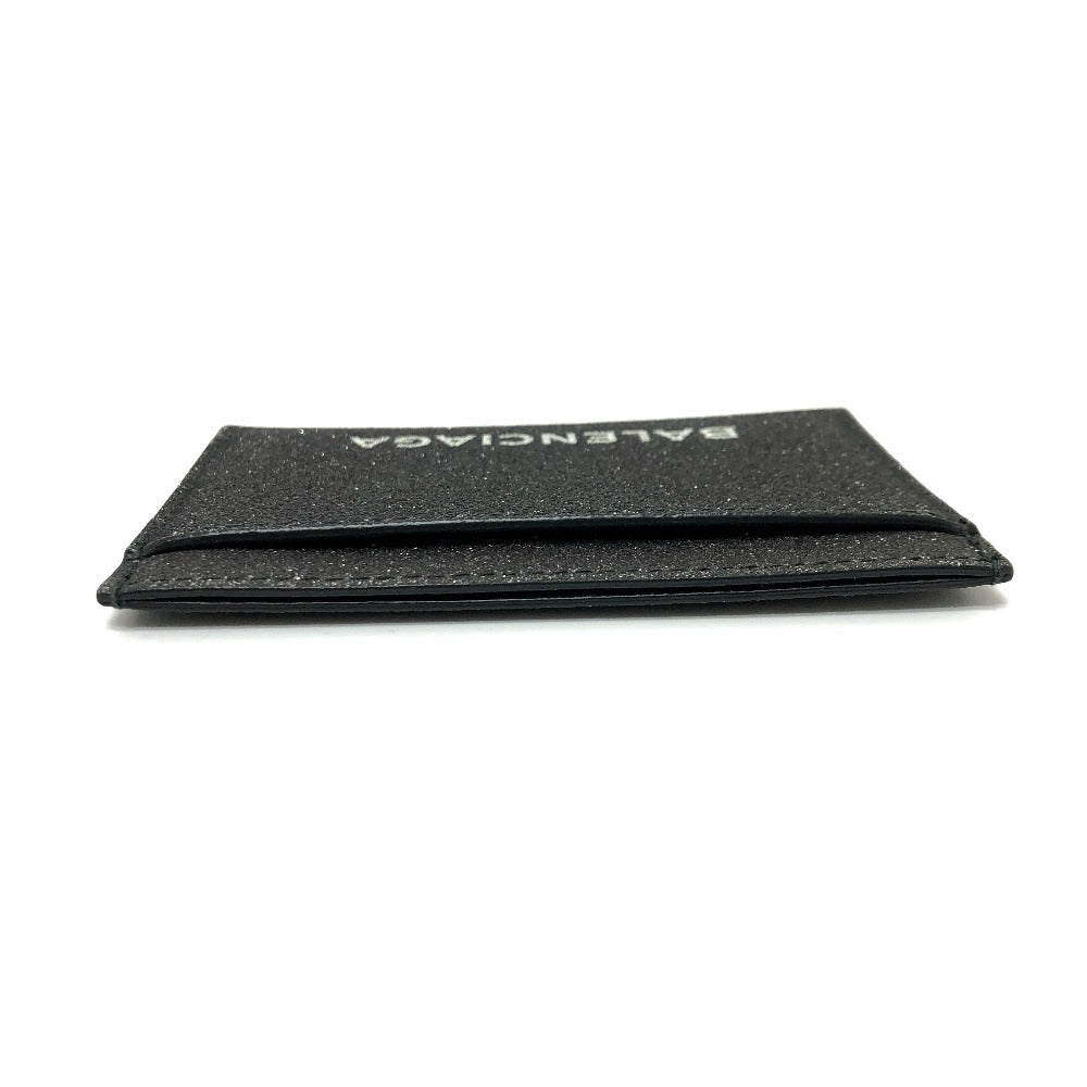 BALENCIAGA Card Case 392126 leather gray logo glitter Pass case Women Used Authentic