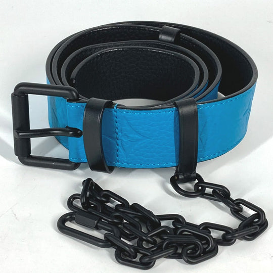 LOUIS VUITTON belt MP207T Taurillon Clemence blue Virgil Abloh Monogram Saint Tulle Signature mens 95-38 Used Authentic