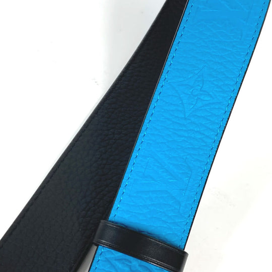 LOUIS VUITTON belt MP207T Taurillon Clemence blue Virgil Abloh Monogram Saint Tulle Signature mens 95-38 Used Authentic