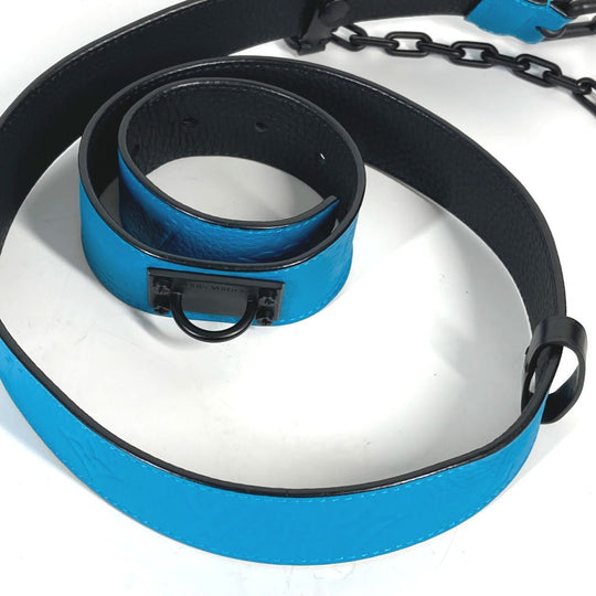 LOUIS VUITTON belt MP207T Taurillon Clemence blue Virgil Abloh Monogram Saint Tulle Signature mens 95-38 Used Authentic