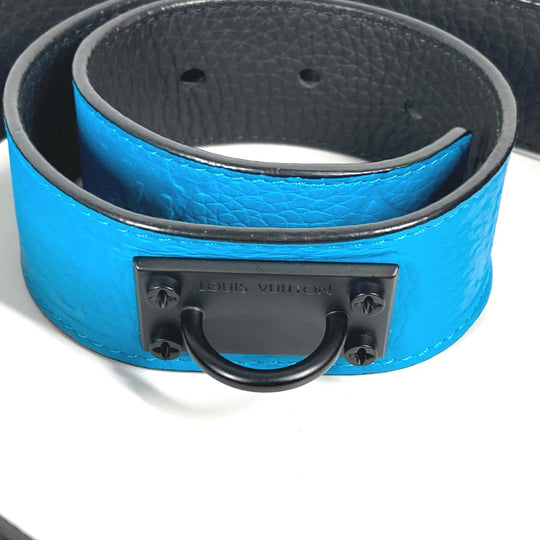 LOUIS VUITTON belt MP207T Taurillon Clemence blue Virgil Abloh Monogram Saint Tulle Signature mens 95-38 Used Authentic