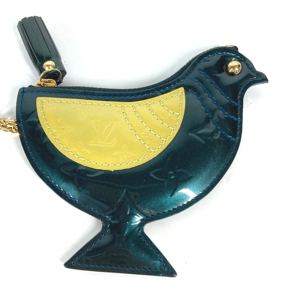 LOUIS VUITTON Coin case M91405 Monogram Vernis green Monogram Vernis Pochette Oiseau Women Used Authentic