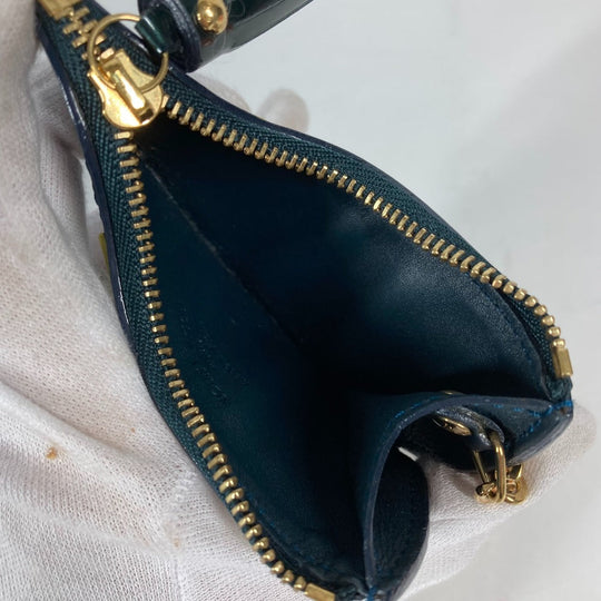 LOUIS VUITTON Coin case M91405 Monogram Vernis green Monogram Vernis Pochette Oiseau Women Used Authentic