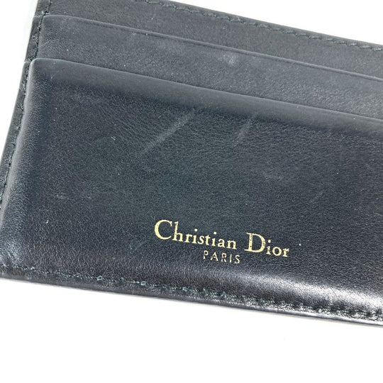 Dior Card Case 26-MA-1128 leather black Pass case logo unisex(Unisex) Used Authentic
