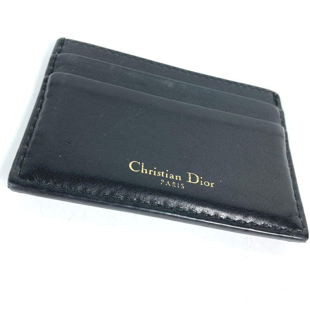 Dior Card Case 26-MA-1128 leather black Pass case logo unisex(Unisex) Used Authentic