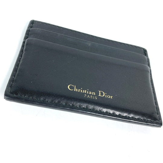 Dior Card Case 26-MA-1128 leather black Pass case logo unisex(Unisex) Used Authentic