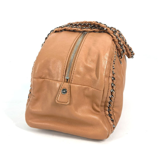 CHANEL Shoulder Bag leather Light brown type Chain Bowling CC COCO Mark Women Used Authentic