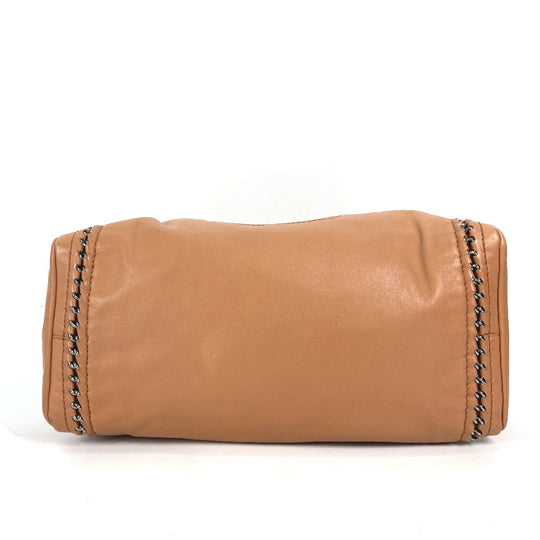CHANEL Shoulder Bag leather Light brown type Chain Bowling CC COCO Mark Women Used Authentic