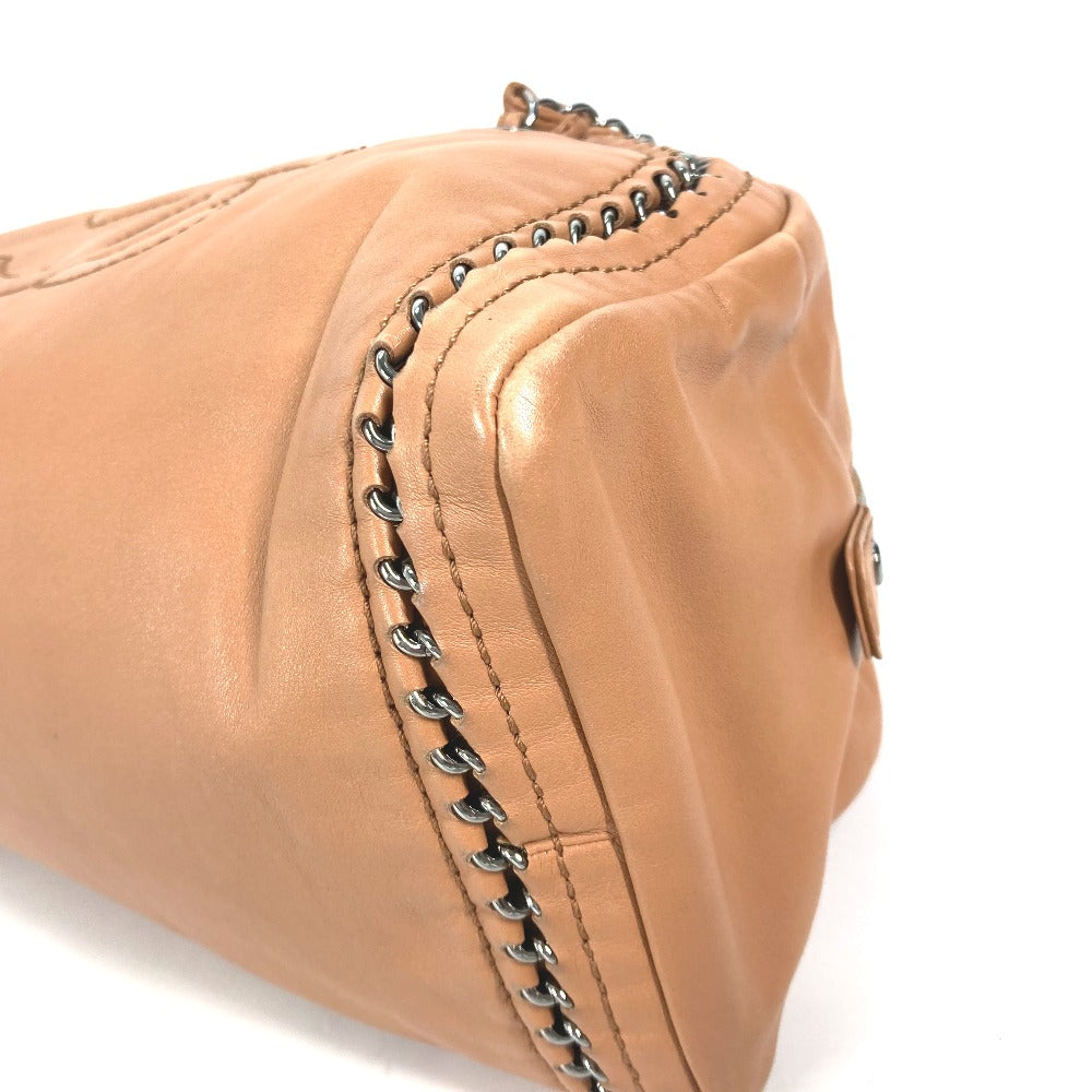 CHANEL Shoulder Bag leather Light brown type Chain Bowling CC COCO Mark Women Used Authentic
