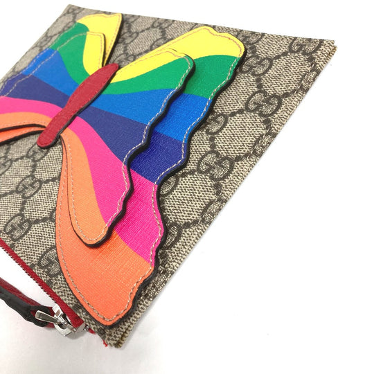 GUCCI Clutch bag 550781 GG Supreme Canvas beige GG Supreme Butterfly Women Used Authentic