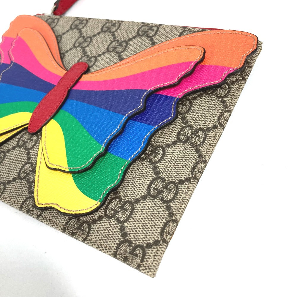 GUCCI Clutch bag 550781 GG Supreme Canvas beige GG Supreme Butterfly Women Used Authentic