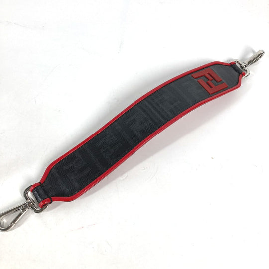FENDI Shoulder strap PVC / Leather black Zucca logo