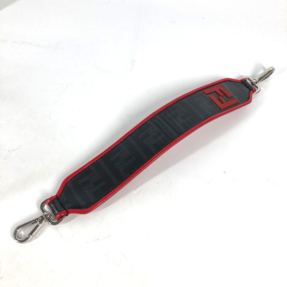 FENDI Shoulder strap PVC / Leather black Zucca logo