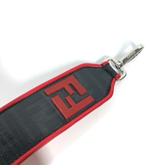 FENDI Shoulder strap PVC / Leather black Zucca logo