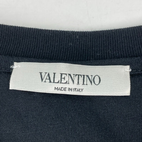 VALENTINO Short sleeve T-shirt UV3MG08C6K7 cotton Black x neon yellow apparel V logo mens M Used Authentic