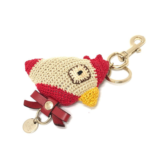 GUCCI Bag charm knit beige Chicken Women Used Authentic