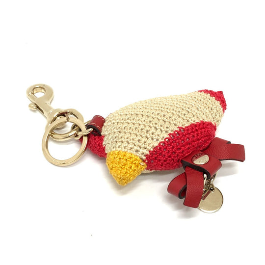 GUCCI Bag charm knit beige Chicken Women Used Authentic
