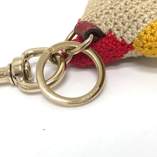 GUCCI Bag charm knit beige Chicken Women Used Authentic