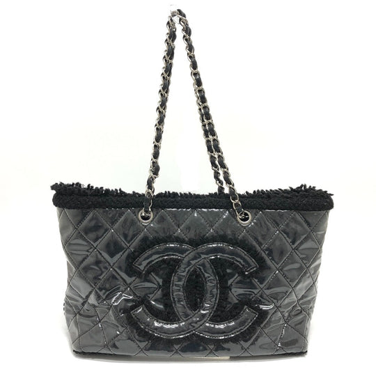 CHANEL Tote Bag A47155 Plastics black WChain Fanny Tweed Matelasse CC COCO Mark Women Used Authentic