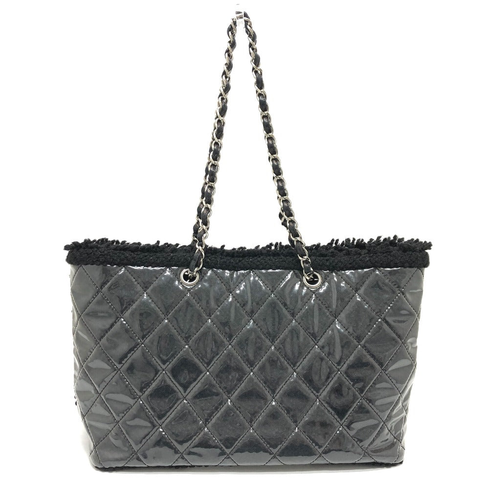 CHANEL Tote Bag A47155 Plastics black WChain Fanny Tweed Matelasse CC COCO Mark Women Used Authentic