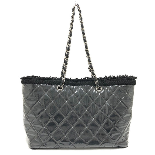 CHANEL Tote Bag A47155 Plastics black WChain Fanny Tweed Matelasse CC COCO Mark Women Used Authentic